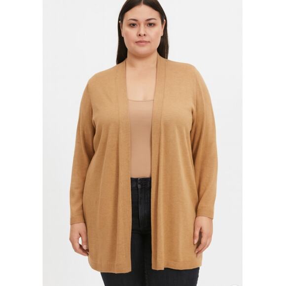 Talbots Plus Petite SZ 2Xp 100% Linen Open Front Cardigan Golden Tan CN151 NWT - Picture 1 of 7